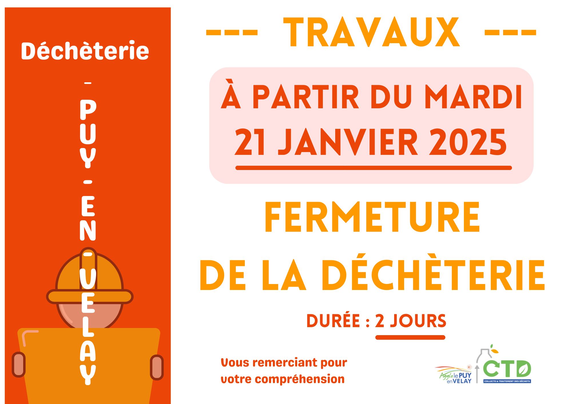 fermeture 21 et 22 janvier 